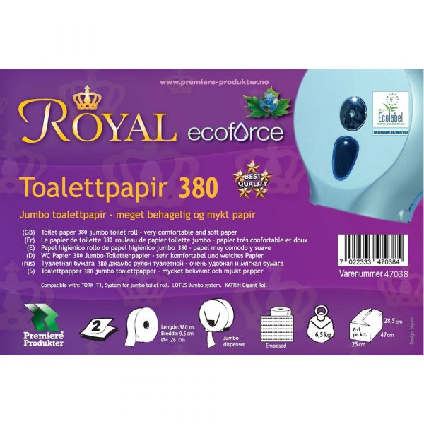 Royal Ecoforce Toalettpapir 380 2-lag *Krt a 6 rl