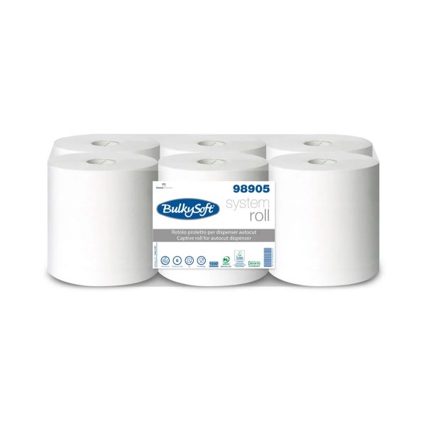 Tørkepapir BulkySoft - TørkM 200 - Hvit Systemrull - 2 lag. *Krt a 6 rl